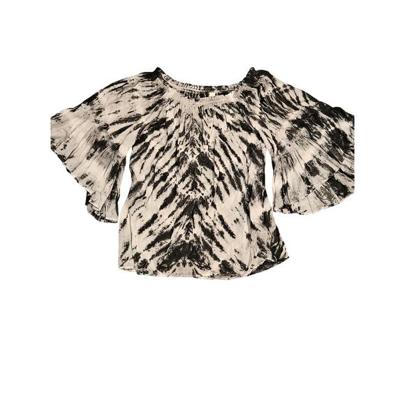 ELAN Anthropologie Boho Peasant Blouse bell sleeve One Size Medium Large tiedye - Picture 1 of 6